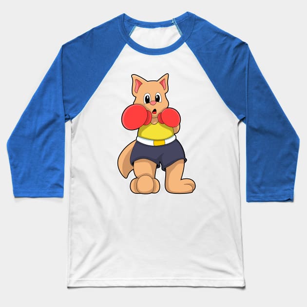 Cat as Boxer at Boxing Baseball T-Shirt by Markus Schnabel